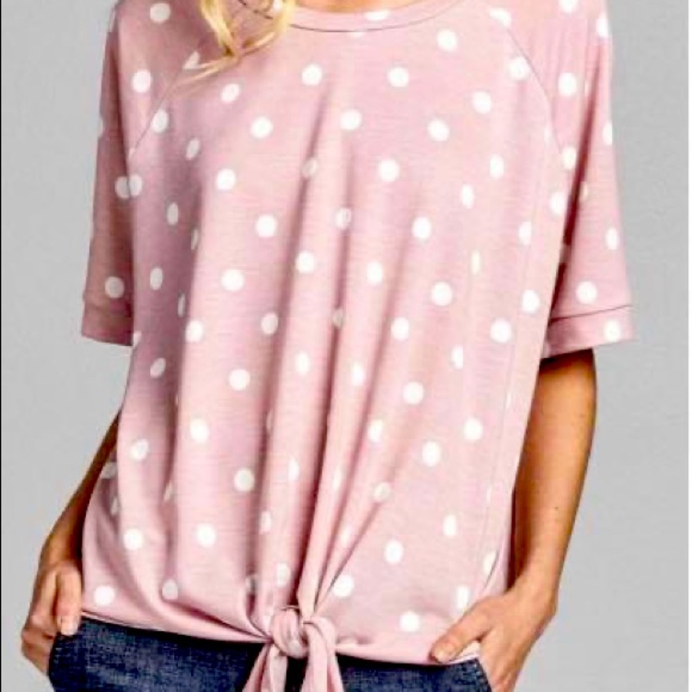 Cotton Bleu Polka Dot Short Sleeved Jersey Top